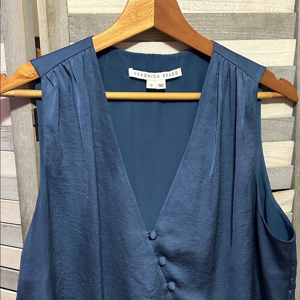 Veronica Beard Deep Blue Buttoned Blouse - image 2